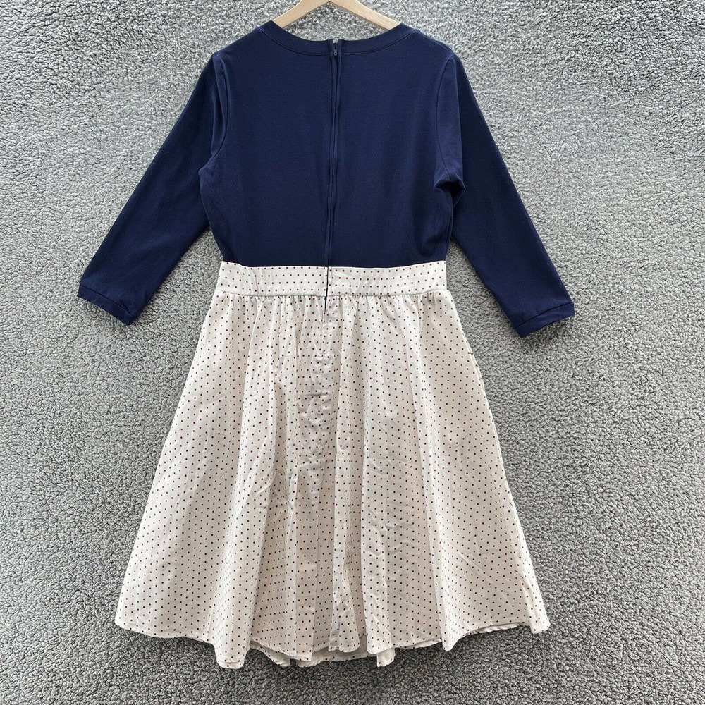 Pinup Couture Navy Top Cream Polka Dot Midi Dress - Picture 10 of 12